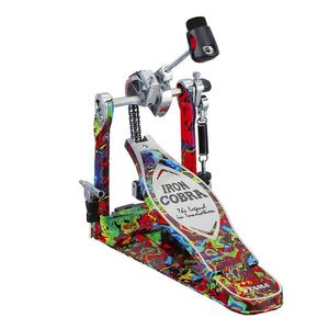 Pedal de bombo simple TAMA Iron Cobra Power Glide edición limitada 50 aniversario - Psychodelic Rainbow