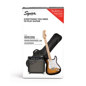Pack de guitarra eléctrica Squier Sonic Stratocaster - Arce - 2 tone Sunburst