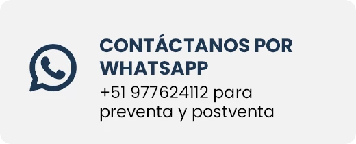 Cuadro informativo contáctanos por whatsapp, incluye el número +51977624112 para preventa y postventa 